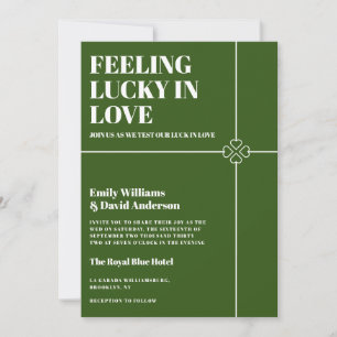 Glück in der Liebe Moderne Grüne Hochzeit Einladung