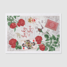 Glück in der Liebe, Rote Rosen, Königin der Herzen Seidenpapier