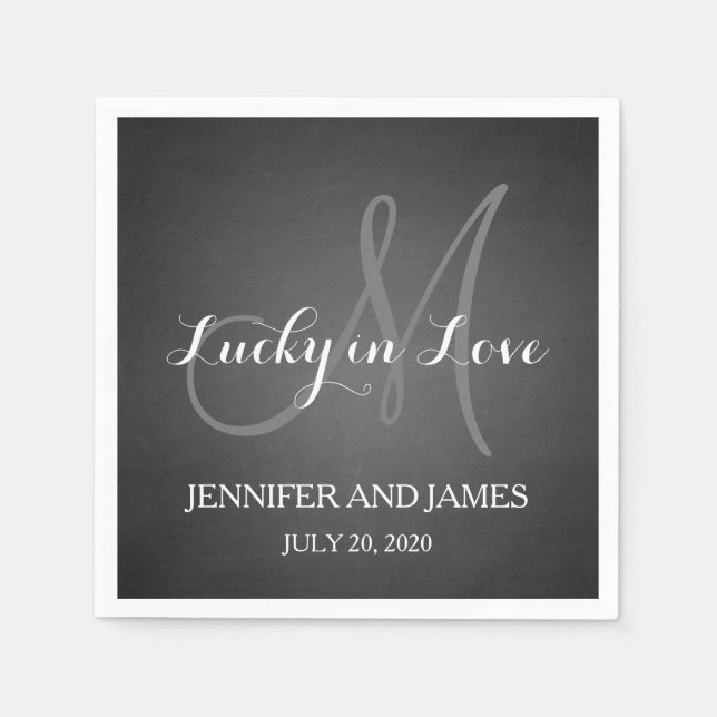 Glück in der Liebe Rustikales Hochzeitspapier Napk Serviette (Vorderseite)