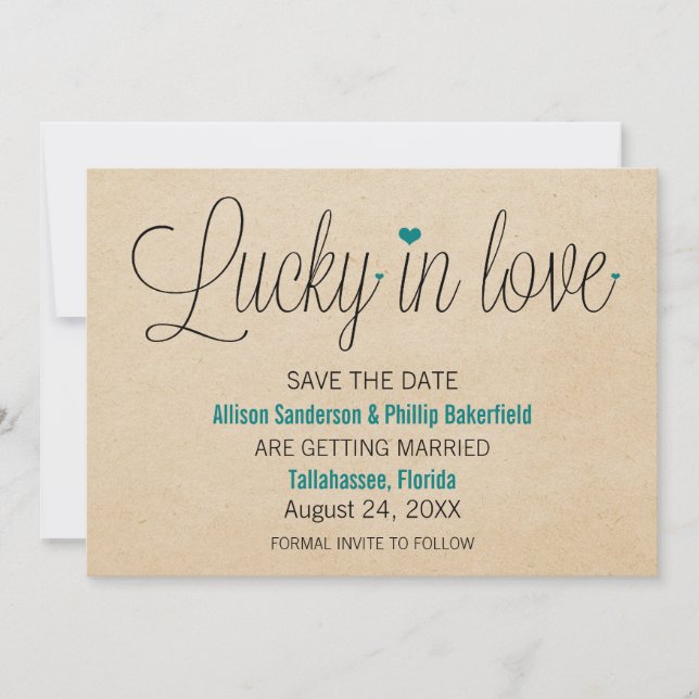 Glück in der Liebe Save the Date, Aquamarin Date (Vorderseite)