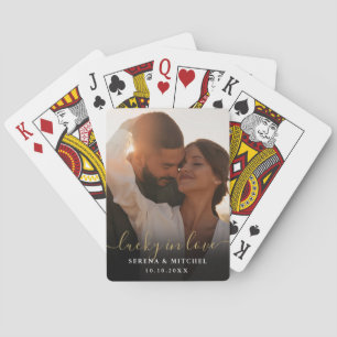 Glück in der Liebe Schrift Foto Hochzeitsgeschenk Spielkarten