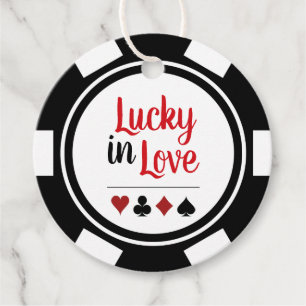 Glück in der Liebe Schwarz-weißer Poker Chip Hochz Geschenkanhänger
