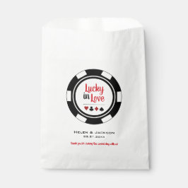 Glück in der Liebe Schwarz-weißer Poker Chip Hochz Geschenktütchen
