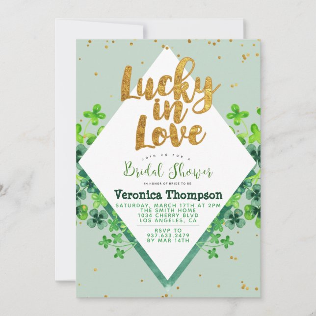 Glück in der Liebe St. Patrick's Day Brautparty Einladung (Vorderseite)
