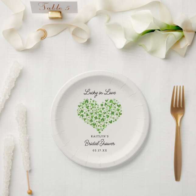 Glück in der Liebe St. Patrick's Day Brautparty Pappteller (Hochzeit)
