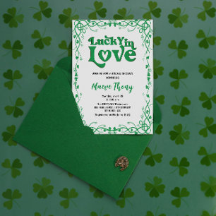Glück in der Liebe St. Patricks Day grüne Brautpar Einladung