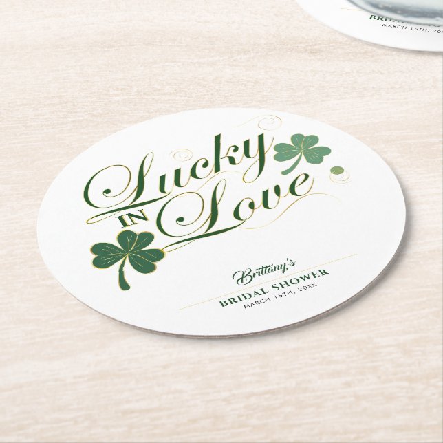 Glück in der Liebe St Patrick's Modern Brautparty Runder Pappuntersetzer (Angewinkelt)