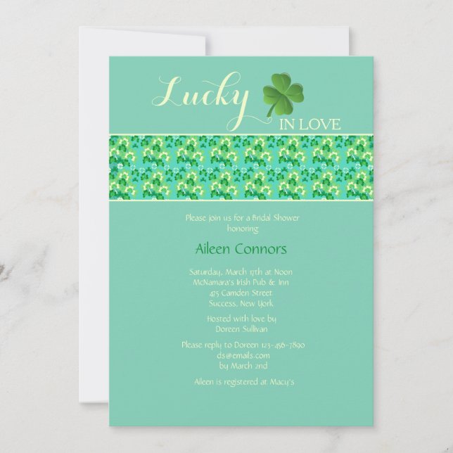 Glück in der Liebe U-Pick Hintergrundfarbe Einladung (Vorderseite)