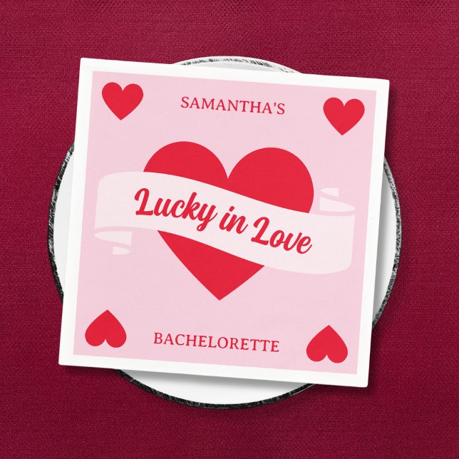Glück in der Liebe Vegas Chic Pink & Red Bachelore Serviette (Lucky In Love Vegas Chic Pink & Red Bachelorette Napkins)