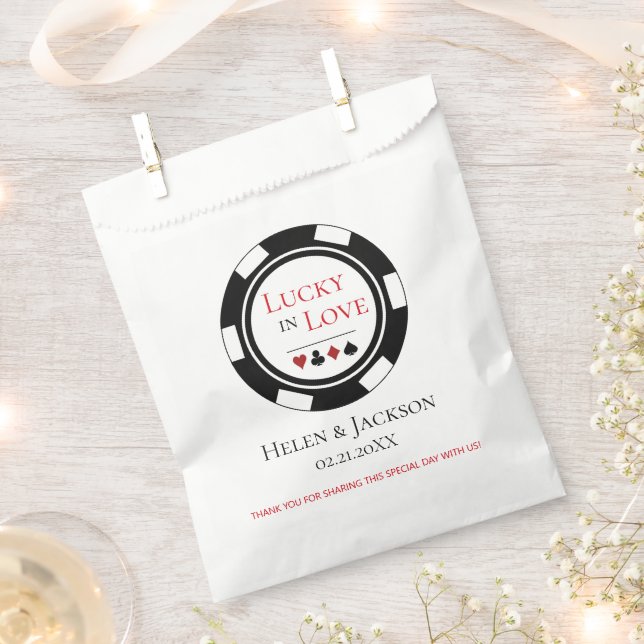 Glück in der Liebe White Black Poker Chip Hochzeit Geschenktütchen (Ausgeschnitten)