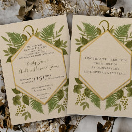 Glück in Liebe 4 Leaf Clover Fern Geometric Weddin Einladung