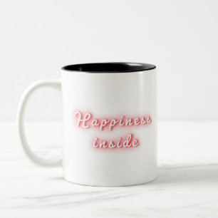 Glück in Neonglühen Typografie Zitat Zweifarbige Tasse