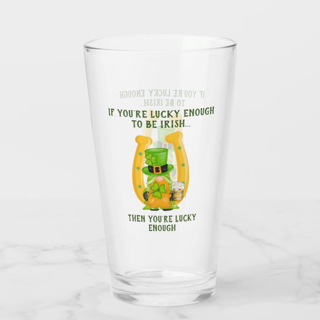 Glück, Irish Horseshoe Gnome Glas (Rückseite)
