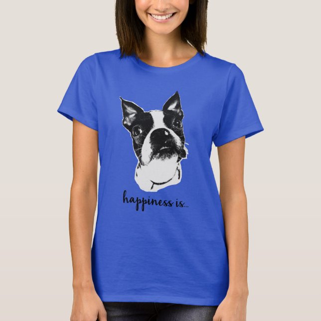 Glück ist - Boston Terrier Welpe T-Shirt (Vorderseite)