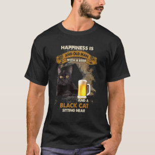 Glück ist ein alter Mann mit einem Bier und einem T-Shirt