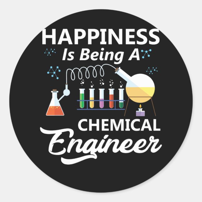 Glück ist ein Chemieingenieur Runder Aufkleber (Vorderseite)