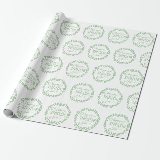 Glück ist ein grüner Kranz im Inneren eines Arbeit Geschenkpapier (Ungerollt)