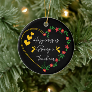 Glück ist ein Lehrer Funny Teaching Liebhaber Keramik Ornament