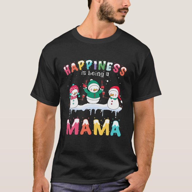 Glück ist ein Mama Funny Snowman Wein Chris T-Shirt (Vorderseite)