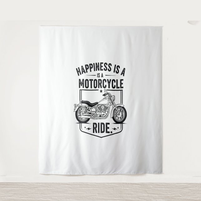 Glück ist ein Motorradfahrer.jpg Wandteppich (Vorderseite)