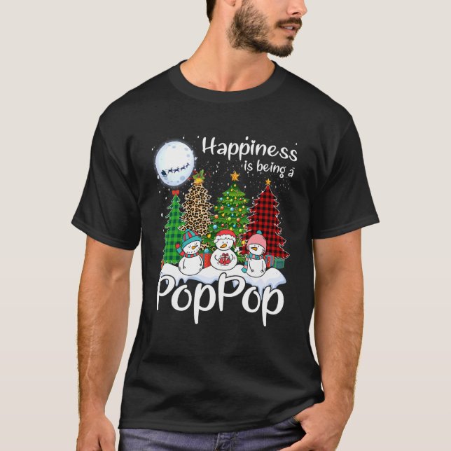 Glück ist ein Poppop Weihnachtsbaum Leopard T-Shirt (Vorderseite)