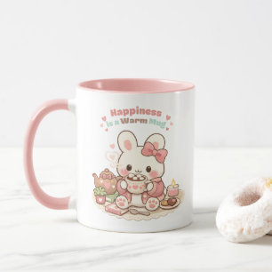 Glück ist ein warmer Becher Süßer Hase Kaninchen R Tasse