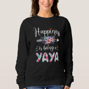 Glück ist ein Yaya-Ever Frauen Blumendekor Sweatshirt