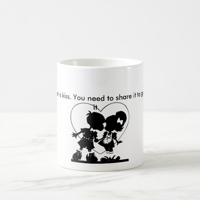 "Glück ist eine Art Kuss" Niedliche Liebe Kaffeetasse (Mittel)