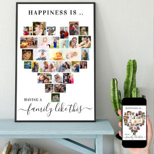 Glück ist eine Familie wie diese Herz-Fotocollage Poster