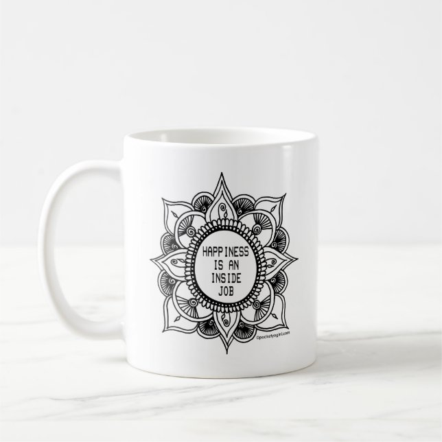 Glück ist eine innerer Jobmandala-Tasse Kaffeetasse (Links)