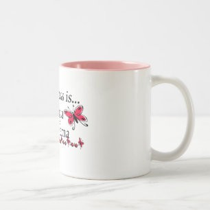 Glück ist, eine Mema SCHMETTERLING zu sein Zweifarbige Tasse