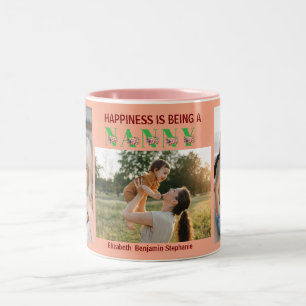 Glück ist, eine NANA Floral 3 Foto Name zu sein Zweifarbige Tasse