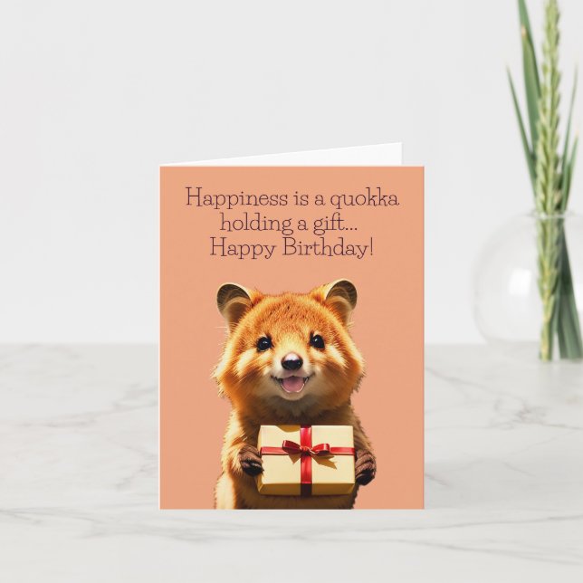 Glück ist eine Quokka Funny Niedliche Grußkarte Karte (Vorderseite)