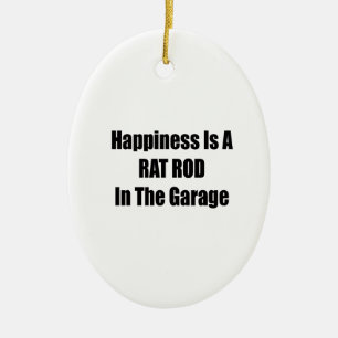 Glück ist eine Ratte Rod in der Garage Keramik Ornament