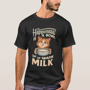 Glück ist eine Schüssel warme Milch Katzenliebhabe T-Shirt