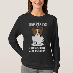 Glück ist eine Tasse Kaffee Papillon Hund T-Shirt