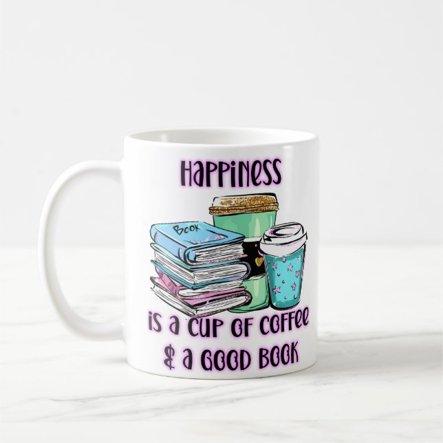 Glück ist eine Tasse Kaffee und ein gutes Buch (Links)