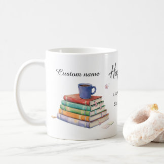 Glück ist eine Tasse Kaffee und ein gutes Buch Tas