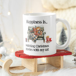 Glück ist es, Weihnachtsfilme mit meiner Katze anz Kaffeetasse