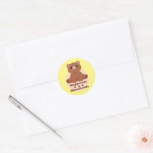 Glück ist hausgemachte Kawaii niedlicher Babybär b Runder Aufkleber