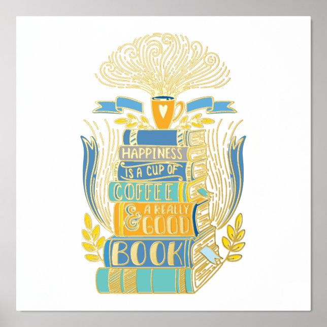 Glück ist Kaffee und Bücher Foliendrucke (Vorderseite)