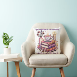 Glück ist Kaffee und ein gutes Buch Kissen