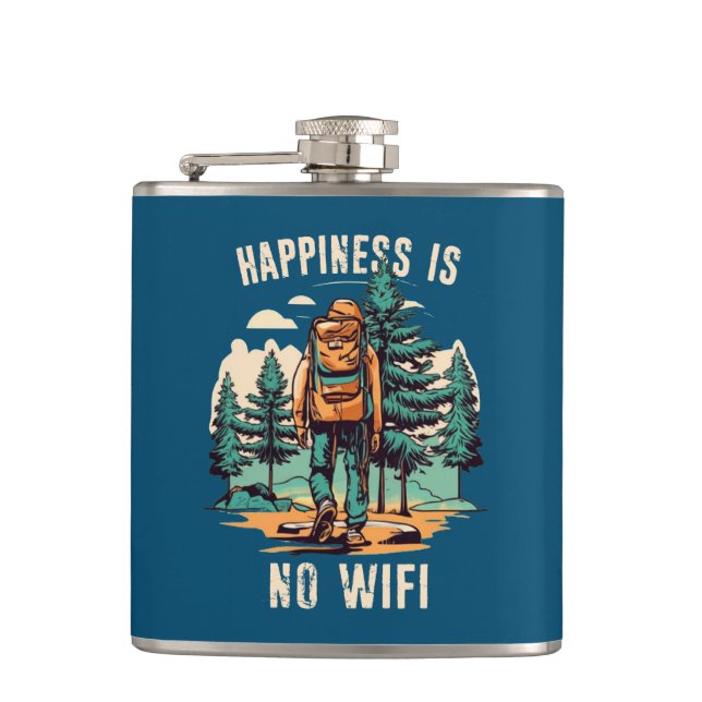 Glück ist kein Wifi-Backpacken Flachmann (Vorderseite)