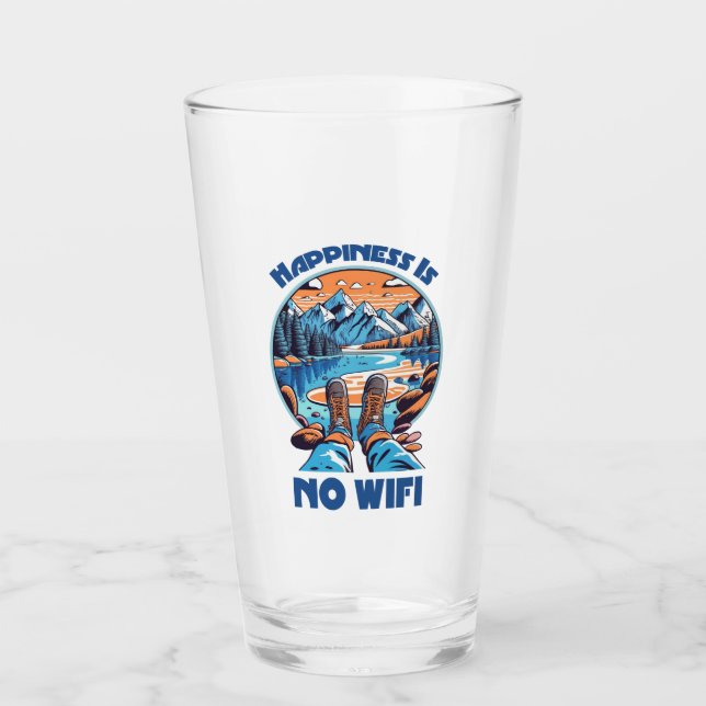 Glück ist kein Wifi-Wanderschuh Glas (Vorderseite)