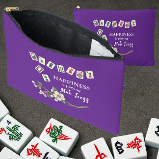 Glück ist Mah Jongg spielen mit den Girls Lila Zubehörtasche