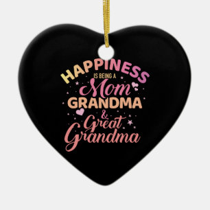 Glück ist Mama, Großmutter und Urgroßmutter Keramik Ornament