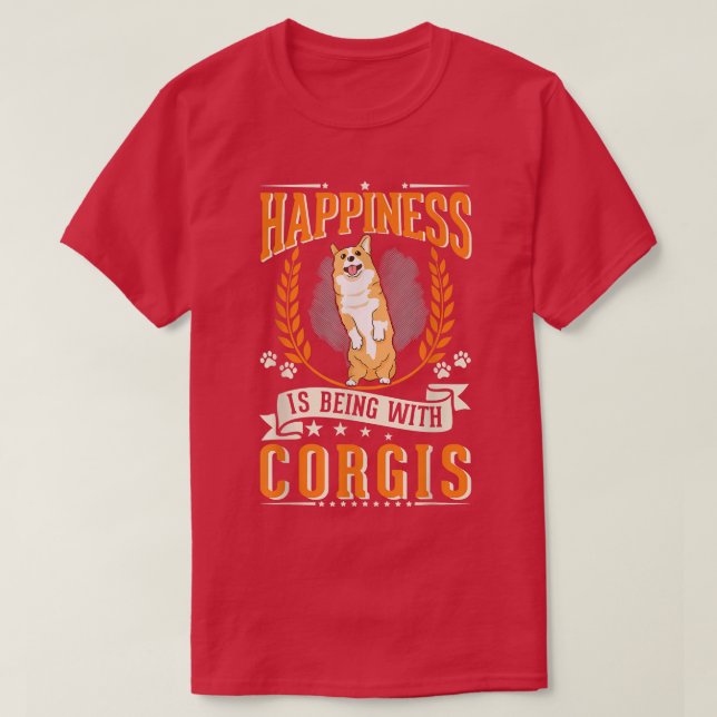 Glück ist mit Corgis T-Shirt (Design vorne)