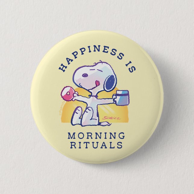 Glück ist morgendliche Rituale Button (Vorderseite)