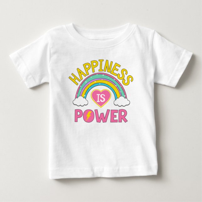 Glück ist Power Regenbogen Baby T-shirt (Vorderseite)
