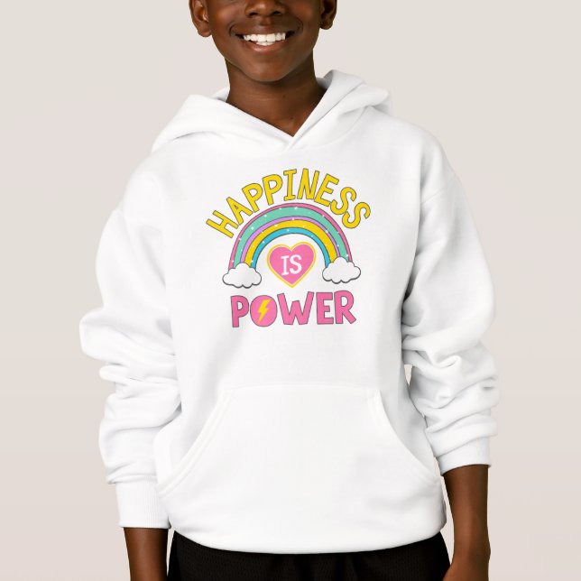 Glück ist Power Regenbogen Hoodie (Vorderseite)